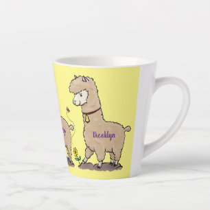 Niedliches Alpaca mit Schmetterling-Cartoon Milchtasse