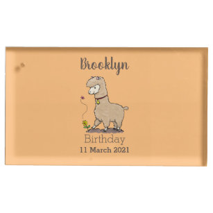 Niedliches Alpaca mit Schmetterling-Cartoon Platzkartenhalter