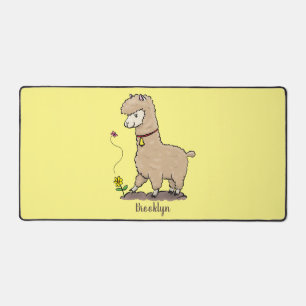Niedliches Alpaca mit Schmetterling-Cartoon Schreibtischunterlage