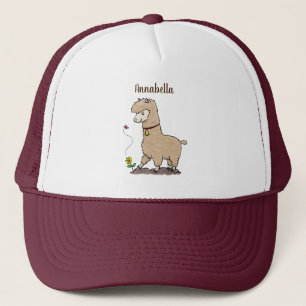 Niedliches Alpaca mit Schmetterling-Cartoon Truckerkappe