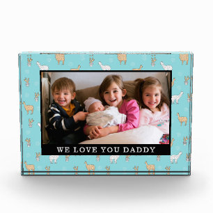 Niedliches Alpaka-Lama-Kaktus-Muster Fotoblock