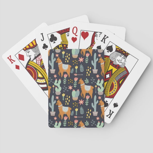 Niedliches Alpaka-Muster Spielkarten (Rückseite)