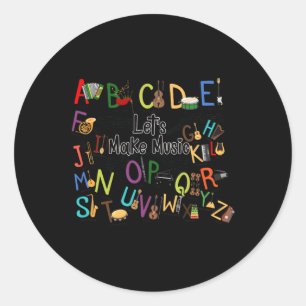 Niedliches Alphabet-Design für Musiklehrer Männer Runder Aufkleber