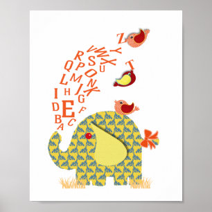 Niedliches Alphabet Elephant Baby Kinderzimmer dru Poster