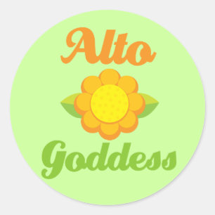 Niedliches Alto Goddess Musikstickergeschenk Runder Aufkleber