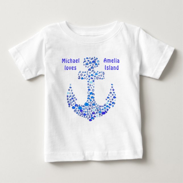 Niedliches Amelia Island Sea Creatures Anchor Baby Baby T-shirt (Vorderseite)