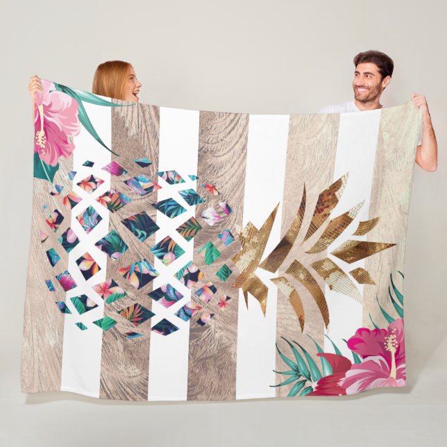 Niedliches Ananapfelgold gestreift Fleecedecke (Beispiel)