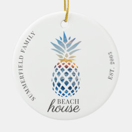 Niedliches Ananas Family Beach House Keramik Ornament