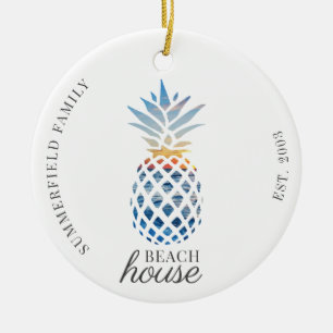 Niedliches Ananas Family Beach House Keramik Ornament