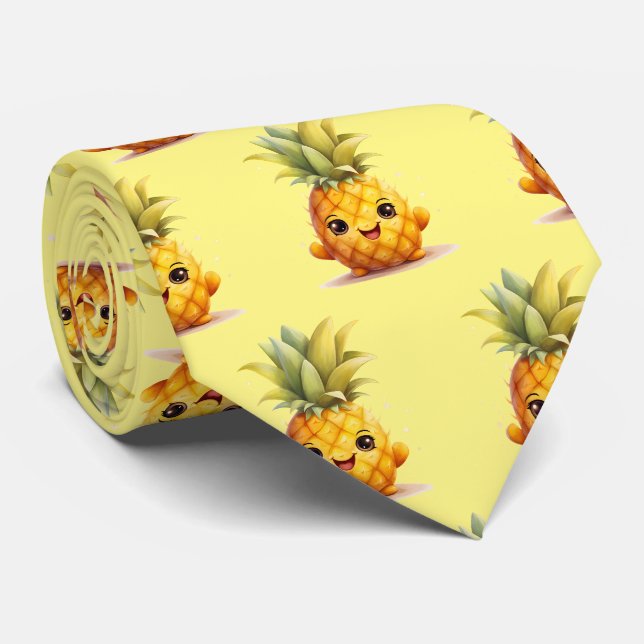 Niedliches Ananas-Fruchtmuster Krawatte (Gerollt)