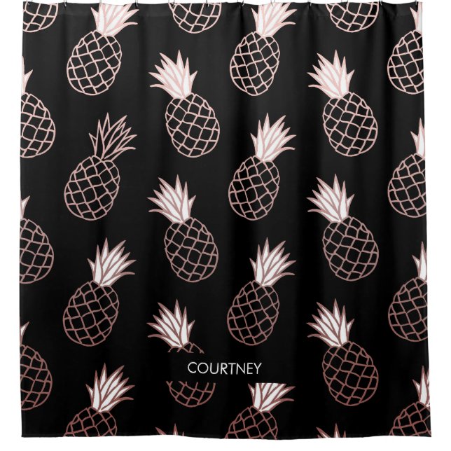 Niedliches Ananas-Muster Duschvorhang (Vorderseite)