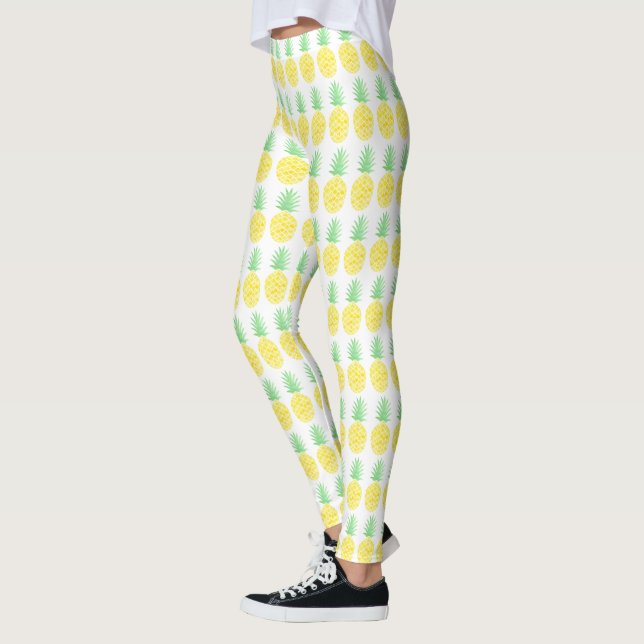 Niedliches Ananas-Muster in Gelb und Grün Leggings (Links)