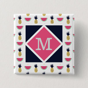Niedliches Ananas-u. Wassermelone-Gekritzel-Muster Button