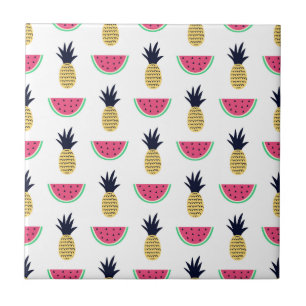 Niedliches Ananas-u. Wassermelone-Gekritzel-Muster Fliese