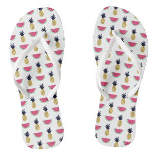 Niedliches Ananas-u. Wassermelone-Gekritzel-Muster Flip Flops
