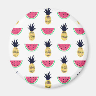 Niedliches Ananas-u. Wassermelone-Gekritzel-Muster Magnet