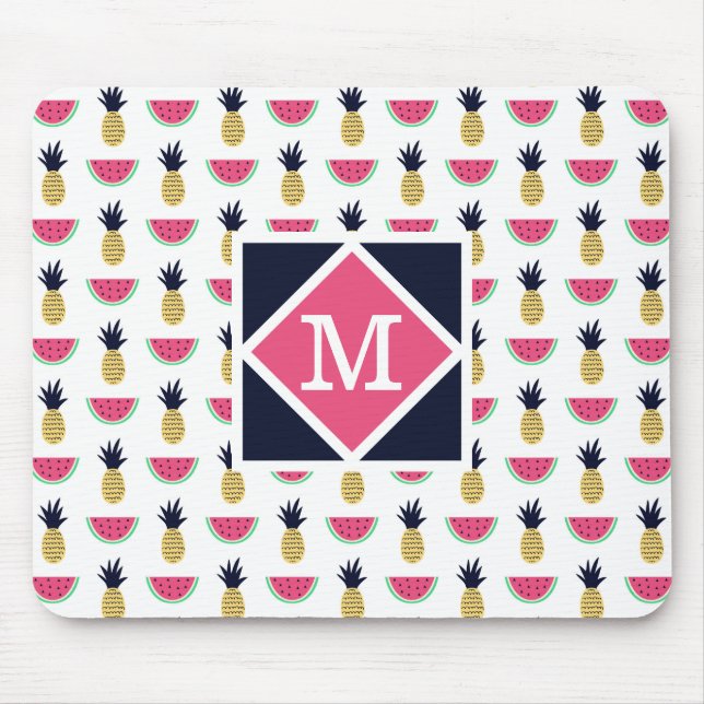 Niedliches Ananas-u. Wassermelone-Gekritzel-Muster Mousepad (Vorne)