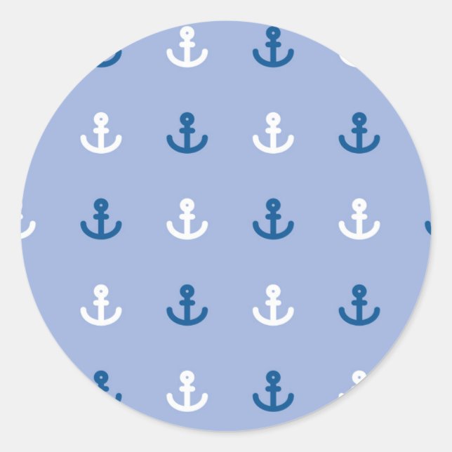 Niedliches Anchor-Muster Runder Aufkleber (Vorderseite)