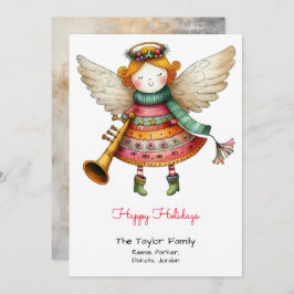 Niedliches Angel Whimsical Illustration Happy Feiertagskarte