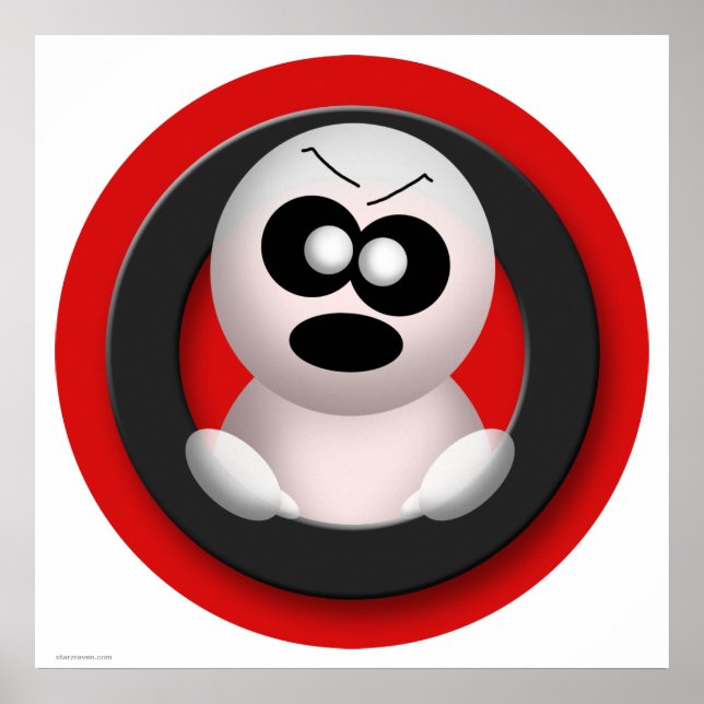 Niedliches Angry Ghost Red Halloween Poster (Vorne)