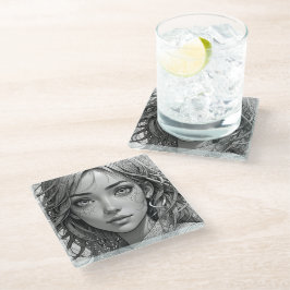 Niedliches Animateurportrait Glasuntersetzer