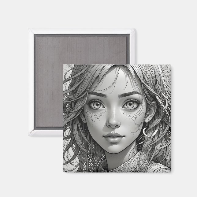 Niedliches Animateurportrait Magnet (Vorderseite/Rückseite)