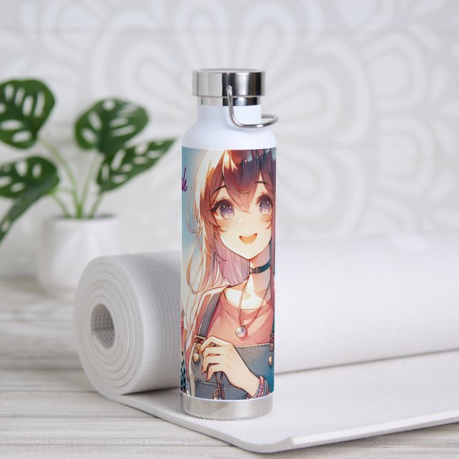 Niedliches Anime Girl Holen eines Boba Tees Trinkflasche (Yoga)
