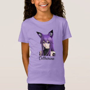 Niedliches Anime-Girl mit Fox-Ohren Personalisiert T-Shirt