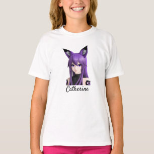 Niedliches Anime-Girl mit Fox-Ohren Personalisiert T-Shirt