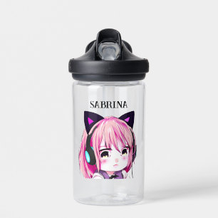 Niedliches Anime-Girl mit Katzenohren Trinkflasche