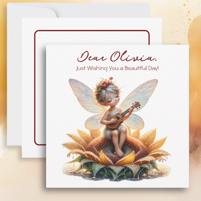 Niedliches Anime Girl mit Ukulele auf Sonnenblume (Von Creator hochgeladen)