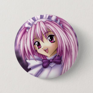Niedliches Anime-Mädchen-Mädchen Button