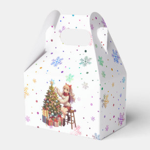 Niedliches Anime-Mädchen schneidet den Baum Geschenkschachtel