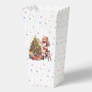 Niedliches Anime-Mädchen schneidet den Baum Geschenkschachtel