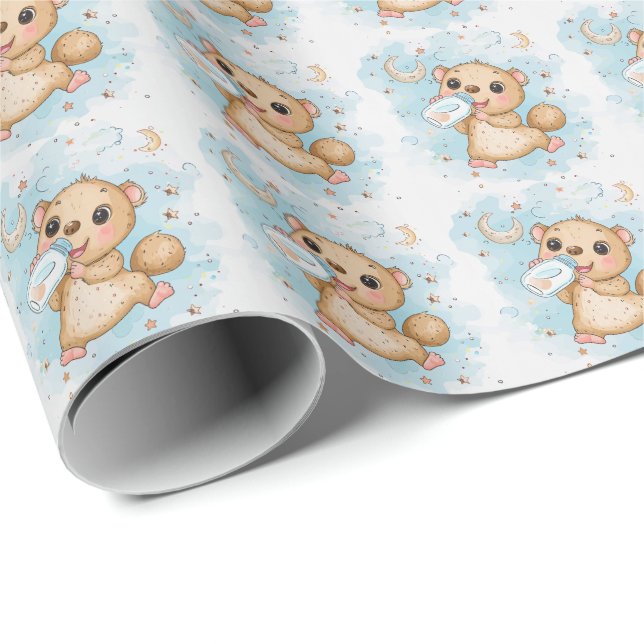 Niedliches Anteater Baby Pastell Wasserfarben Must Geschenkpapier (Rolleneckpunkt)