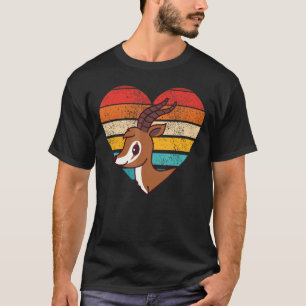 Niedliches Antelopes Retro-Herz Form Vintag T-Shirt