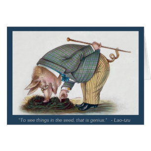 Niedliches anthropomorphes Schwein - Vintage