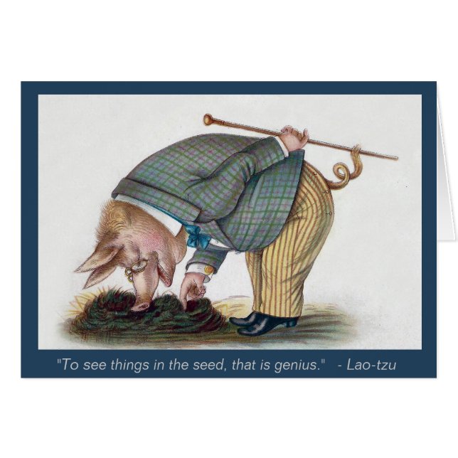 Niedliches anthropomorphes Schwein - Vintage (Vorderseite (Horizontal))