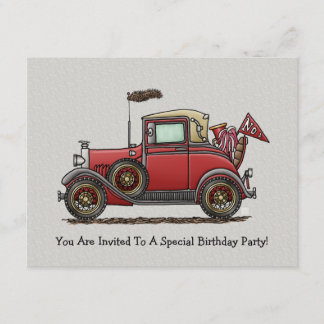 Niedliches antikes Auto Einladung