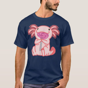 Niedliches Aolotl mit einem Lollipop-Candy-Enthusi T-Shirt