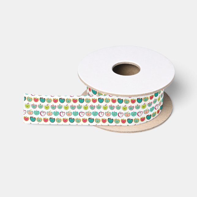 Niedliches Apfelmuster Satinband (Spule)
