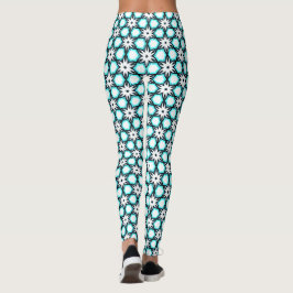 Niedliches Aqua Blau-Weiß-Muster Leggings
