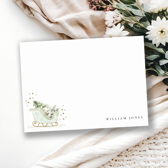 Niedliches Aqua Blue Golden Winter Schlitten Jegli Mitteilungskarte (Von Creator hochgeladen)