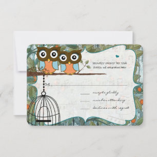 Niedliches Aqua Blue Owl Heiraten meine beste Freu RSVP Karte