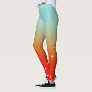 Niedliches Aqua Geschlossen zu Rot/Orange >Girl-Le Leggings