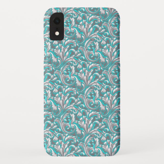 Niedliches Aqua-Graumuster Case-Mate iPhone Hülle (Rückseite)