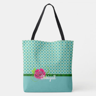 Niedliches Aqua & Green Muster Rosa Rose Personali