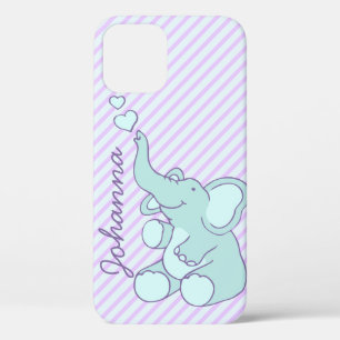 Niedliches Aqua-lila Babysitter-Elefant Case-Mate iPhone Hülle