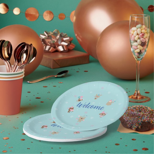 Niedliches Aqua Paper P Pappteller (Multi)