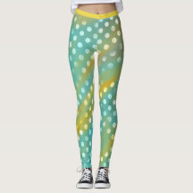 Niedliches Aqua und gelbe Leggings mit weißen Punk